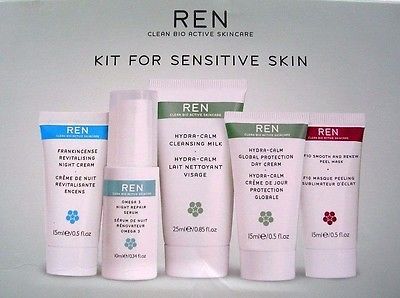 Primary image for REN 5PC Kit Sensitive Skin Day & Night Moisturizer Mask Cleanser NIB