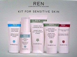 REN 5PC Kit Sensitive Skin Day &amp; Night Moisturizer Mask Cleanser NIB - $29.70