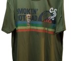 Smokin&#39; Hot Dad green Men&#39;s t shirt XL  Grill smoke rainbow stripes summ... - £13.95 GBP