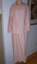 Vintage David Dart 2 Piece Pink Linen Maxi Dress Jacket Ensemble Sz Petite EUC - £35.56 GBP