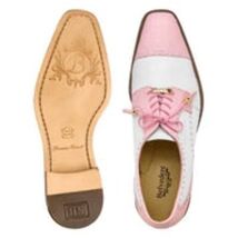 Belvedere Mens Shoes Batta Pink/White Genuine Ostrich Lace Up 14006 image 2