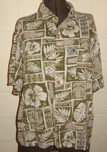 Hawaiian Shirt Leaves Hibiscus Flower Size 2XL (50/52)  Men&#39;s Puritan Baige Tan - £20.97 GBP