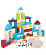 Wood Building Block Set (100 Pieces) - Includes Carrying Bag - $43.35