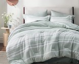 Bed In A Bag King Size 7 Pieces, Sage Green White Striped Bedding Comfor... - £75.03 GBP