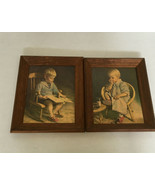 vintage framed  James Ingwersen art prints Gretchen Gary boy reading gir... - £15.44 GBP