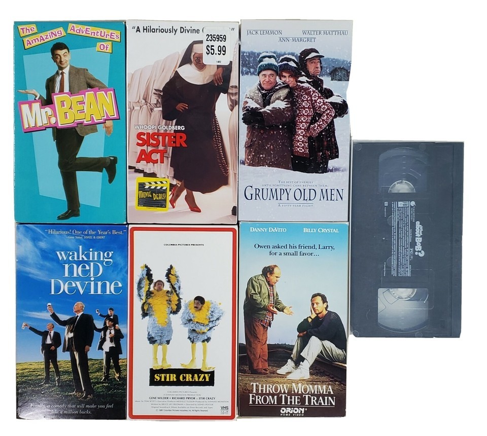 VHS Tapes Set Lot of 7 Comedies Movies Shows Bean Goldberg Murray Mattha... - £5.77 GBP
