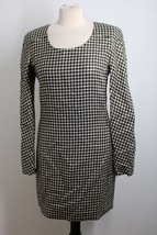 Vtg Mila Schon 42 Gold Black Long Sleeve Sheath Dress Cotton Wool 36&quot; Bust - £100.64 GBP