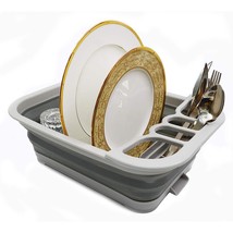 Collapsible Dish Drainer With Drainer Board - Foldable Drying Rack Set - Portabl - £22.36 GBP