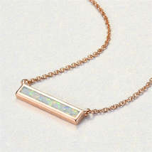 Opal &amp; 18K Rose Gold-Plated Bar Necklace - £15.21 GBP