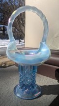 Vintage Fenton Blue Carnival / Opalescent Basket.. Spring...Easter - £55.74 GBP