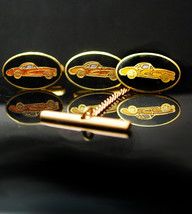 Mercedes cuff links Tie tack Car Collector Cuff links Gold 1955 300sl coupe spor - $185.00