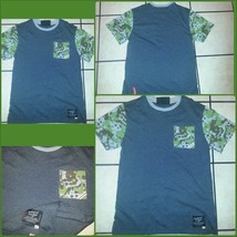 GREEN Gray Camouflage short sleeve crew neck T shirt Gray Pocket T shirt... - $17.00