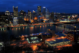 Pittsburgh City Skyline Print 13&quot; x 19&quot; Just Gorgeous ! Original Art by ME! - £23.15 GBP