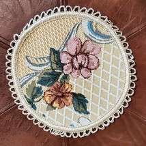 Vintage Doily Floral Round 7.5&quot; Inch Red Blue Ivory Orange - $13.10