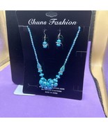 Chun&#39;s Fashion Teal Beaded Earring and Necklace Set - $15.83
