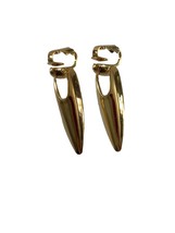 Vintage 1980s Gold Tone Tear Drop Clip On Earrings Long 1.75&quot; Drop Retro - £9.34 GBP