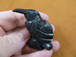 (Y-BIR-RA-119) lil BLACK RAVEN CROW Onyx carving PERU figurine bird Noir... - £10.95 GBP