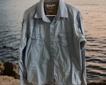 Wrangler Shirt SIZE Large Snap Button Retro Premium Light blue chambray ... - $27.71