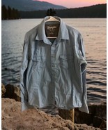 Wrangler Shirt SIZE Large Snap Button Retro Premium Light blue chambray ... - $27.71