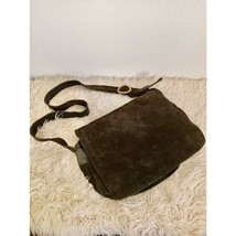 Banana Republic Large Green Suede Messenger Bag Satchel Zip Close Flap Z... - $71.25