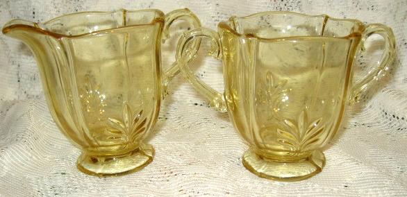 Open Sugar and Creamer Set -Fostoria- Topaz -Baroque-1930&#39;s -W. Virginia - $21.00