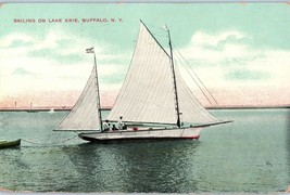 Sailing on Lake Erie Buffalo New York Postcard 1911 - £11.61 GBP