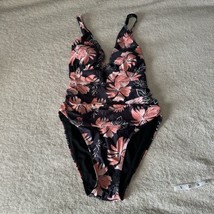 Yonique Swim Bathing  Suit Women Size XL Black Peach Floral Adjustable S... - $19.94