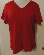 KAREN SCOTT Beaded Sequin Red Top / Shirt - £4.65 GBP