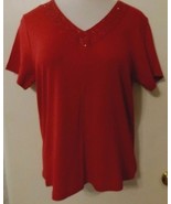 KAREN SCOTT Beaded Sequin Red Top / Shirt - $112.09 MXN