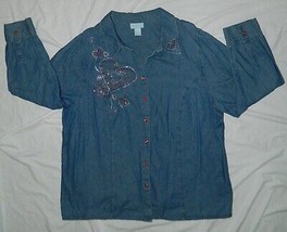 Womens LIZ and ME Brand Blue Denim Jacket or Cover-Up / size 1X / 48x31 - $13.96