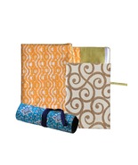 Stationery Kit | Block Printed Yellow Multipurpose Notebook Case | Roll-... - £32.05 GBP