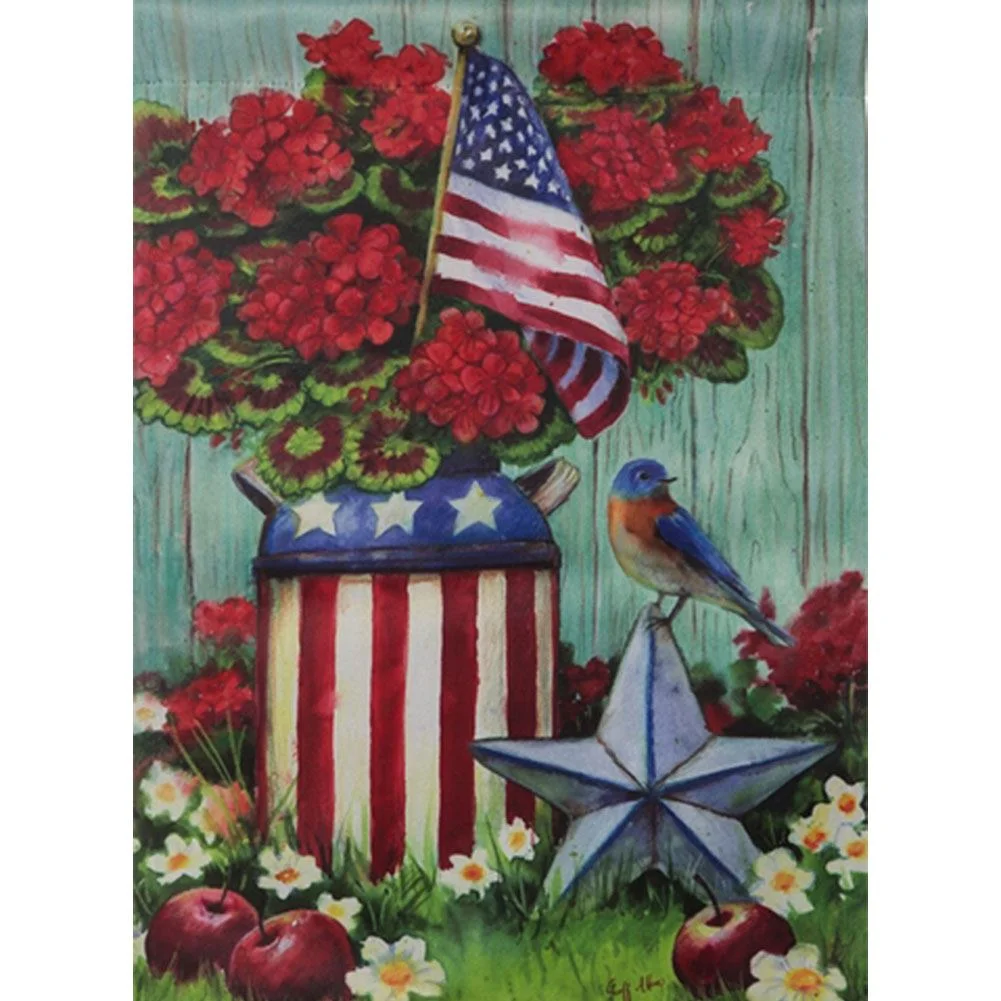 Meadow Creek Patriotic Milk Can Decorative Suede Garden Flag- 2 Sided,12... - $20.28 CAD