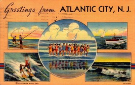 Postcard Super Sale -GREETINGS From Atlantic CITY-1940 - - £1.18 GBP