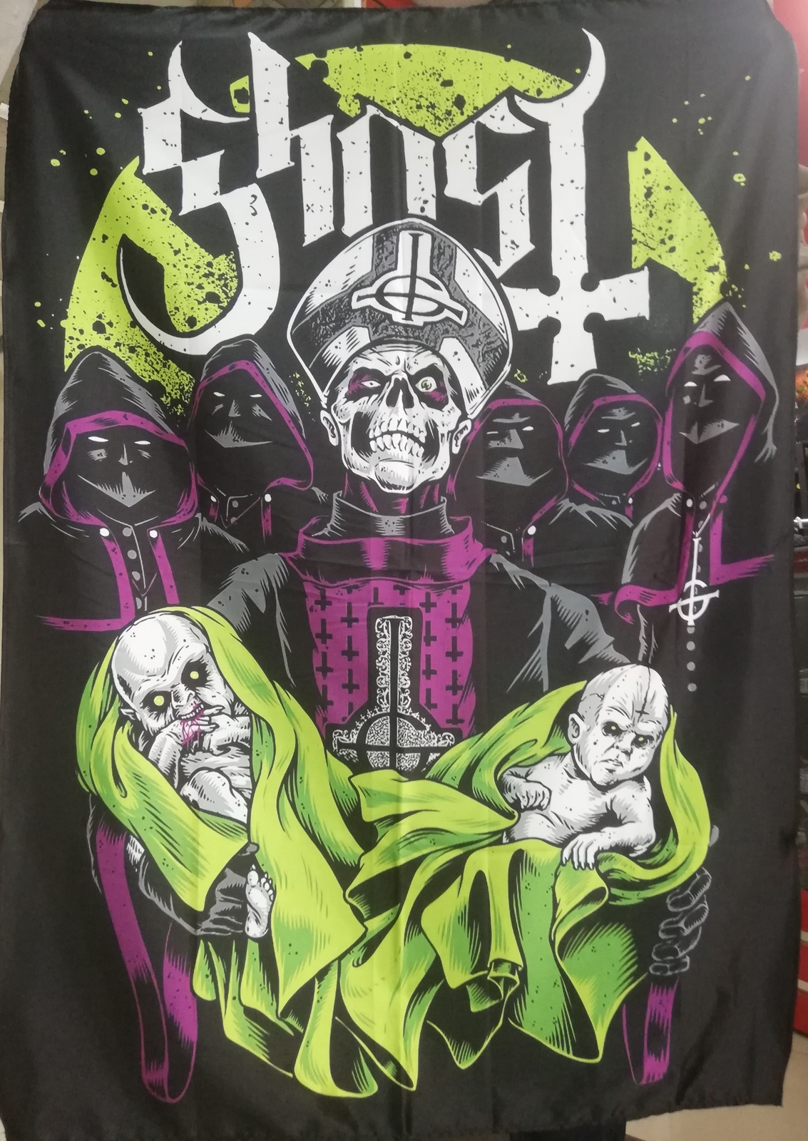 GHOST Popestar Fan Art FLAG CLOTH POSTER BANNER CD HEAVY METAL - $20.00