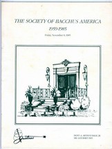 The Society of Bacchus America Menu Justines Memphis Tennessee 1985  - £66.75 GBP