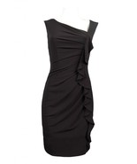 Suzi Chin Size 10 Black Front Ruffle Dress Sleeveless Knee Length NEW MS... - $48.51