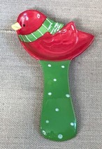 Pier 1 Holiday Cardinal Bird Polka Dot Spoon Rest Polka  Whimsical Chris... - $13.86