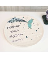 Ebros Nautical Blue Mermaid Kisses Starfish Wishes Ceramic Dinner Plates... - $51.60 CAD