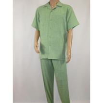 Men 2pc Walking Leisure Suit Short Sleeves By DREAMS Fancy 265-34 Lime Green image 3