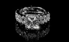 2.00 Ct Princess Cut Diamond Engagement Ring Wedding Band Set 14k White Gold Fn - £79.10 GBP