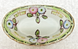 Vintage Pink &amp; Blue Hand Painted Floral w Gold Open Salt Dip2 3/4 x 1 5/... - $18.32