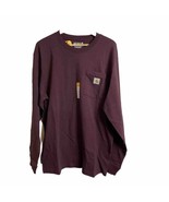 Carhartt Long Sleeve Pocket T Shirt Mens  Medium Burgundy Loose Fit PULL... - £18.15 GBP
