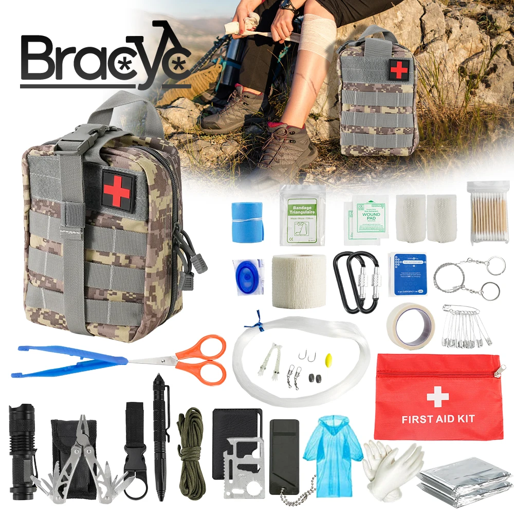 Survival First Aid Kit Survival Military Full Set Tactical Pouch Outdoor... - £22.13 GBP+