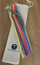 Reusable Drinking Straws 12 PCs - 8 SILICONE STRAWS 2 STAINLESS 2 BRUSHE... - £8.79 GBP