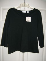 Misses Croft &amp; Barrow (Kohls) Stretch Black Shirt Size Large (New) - £11.63 GBP