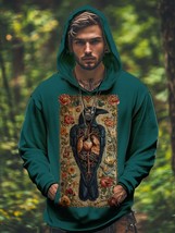 Men&#39;s Vintage Flowers Dark Art Raven Print Casual Hoodie - $30.00