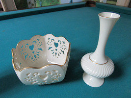 Lenox Ivori China Vase And Lettice Bowl [*LX4] - £50.99 GBP