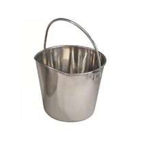 Heavy Duty Stainless Steel Feeding Pail Flat Sided Hanging Snag Free Buc... - $17.00+