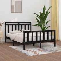 Bed Frame Black Solid Wood Pine 150x200 cm King Size - £119.26 GBP