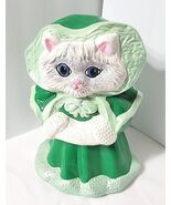 Christmas Winter Muff Vtg Ceramic Cat Statue White Gray Figure 90s Unkno... - €33,74 EUR